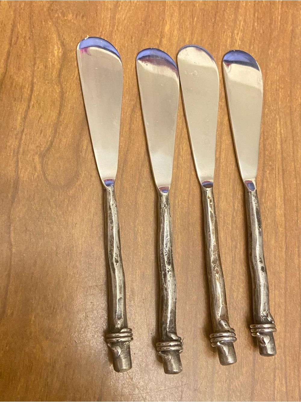 Rustic Whimsical Silver Stainless Spreader Knife Set - 4-Piece
